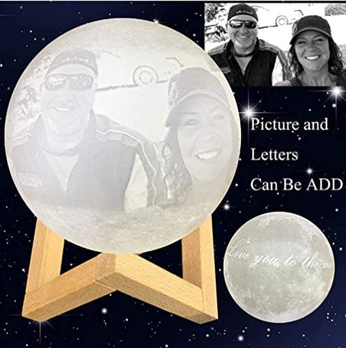 TKISZYZR Personalized 3D Moon Lamp, Custom Moon Lamp, LED Moon Night Light with Stand, Touch Control, USB Rechargeable Home Decorative Light, 16 Colors, for Wedding, Anniversary, (5.9',15cm)