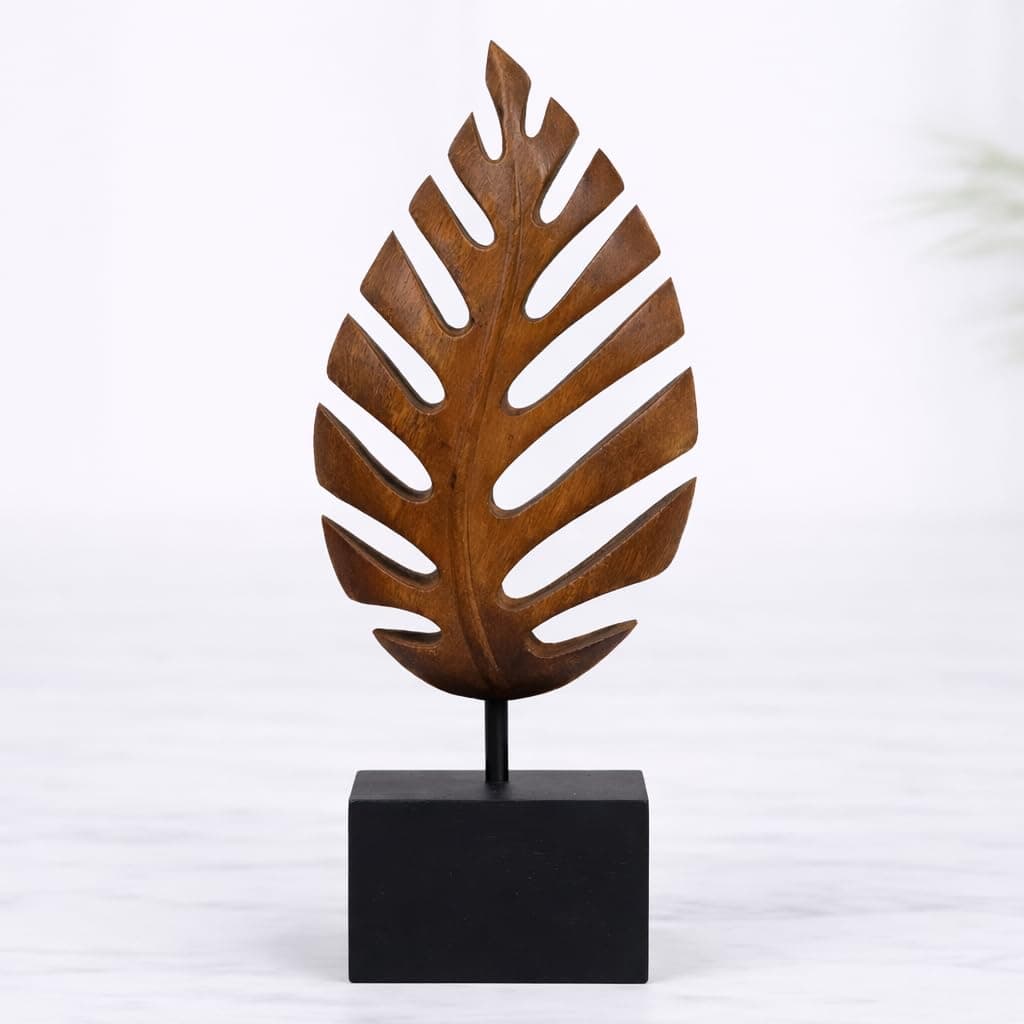 Decozen Solid Wood Leaf Sculpture, Gift for Mom, Home Decor, Living Room, Boho, Coffee Table, Centerpiece Table Decorations, Mantle, Bathroom Shelf, Farmhouse, Christmas Decorations