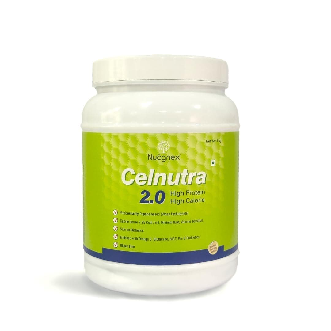 Nucgnex Celnutra 2.0 High Calorie Nutrition Powder | Advanced MCT + Whey Protein Blend | Faster Recovery & Gut Health | Prebiotics & Probiotics | No Added Sugar | For Fluid Restricted Diets | 1kg