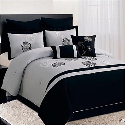 Milburn 8 Piece Comforter Set in Black-King