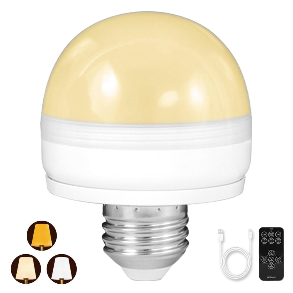 BLUEYE Rechargeable Light Bulbs,8W,Remote Control,Soft Warm 2700K-6000K,50W Equiv.,450Lumens,Flicker-free,E27 Detachable Charging(E14 available),Battery Operated Emergency Lamp for Non-Hardwired,1Pack