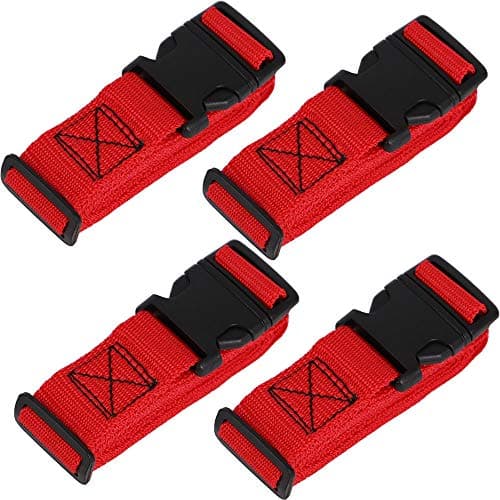 XSTRAP 4 Piece Luggage Strap 72" x 1" Utility Strap with Quick-Release Buckle (Red)