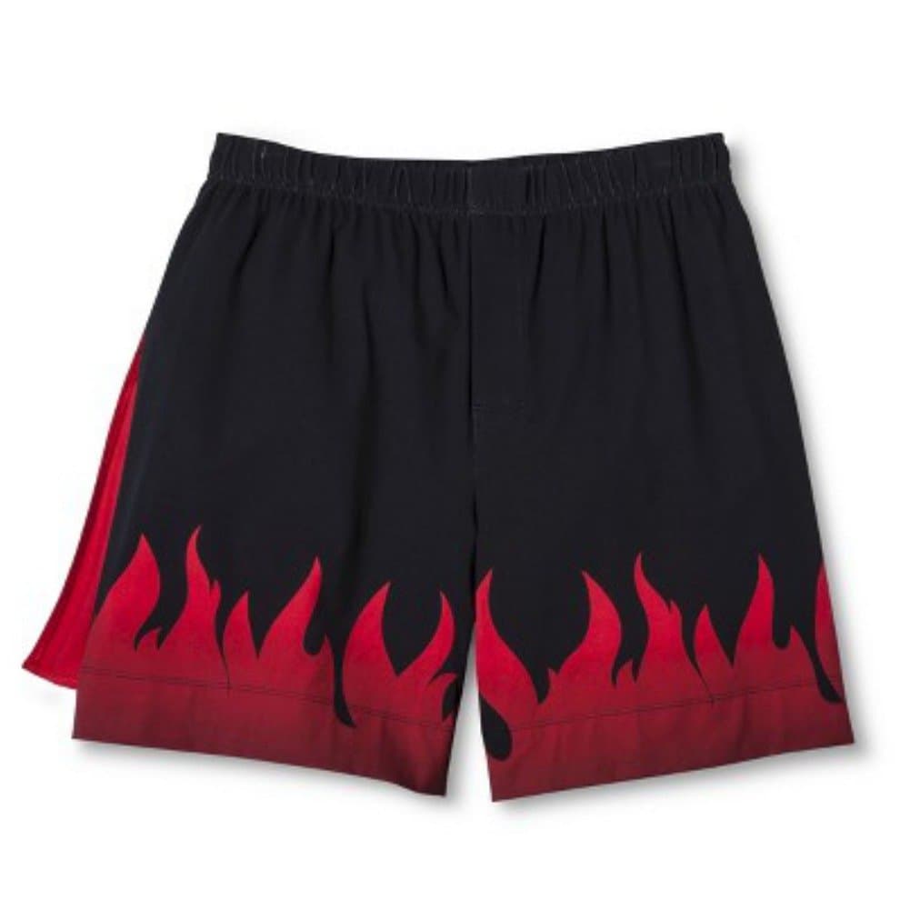 Mossimo Men Black Fire Boxers with Red Flame Halloween Boxer Shorts with Cape S