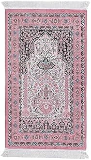 Muslim Prayer Mat - Pink, Thick Islamic Prayer Rug for Ramadan Gifts, Hajj Mubarak