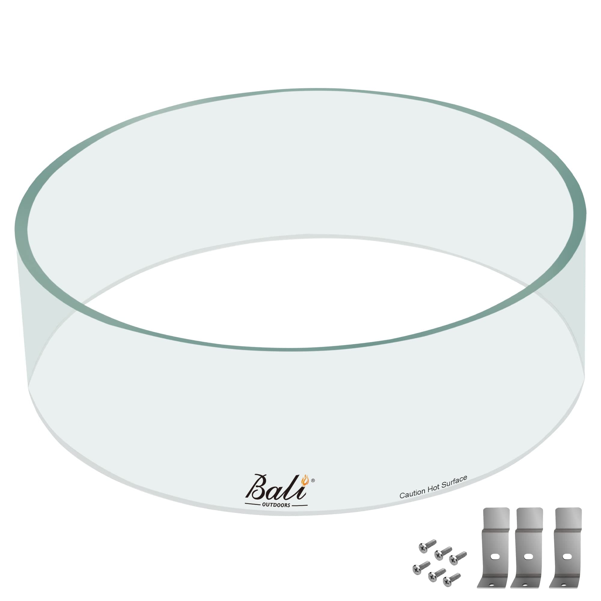 BALI OUTDOORS Fire Pit Glass Wind Guard 12.4"x 4" Round Fire Pit Screen Clear Tempered Glass Flame Shield for Outdoor Fire Column