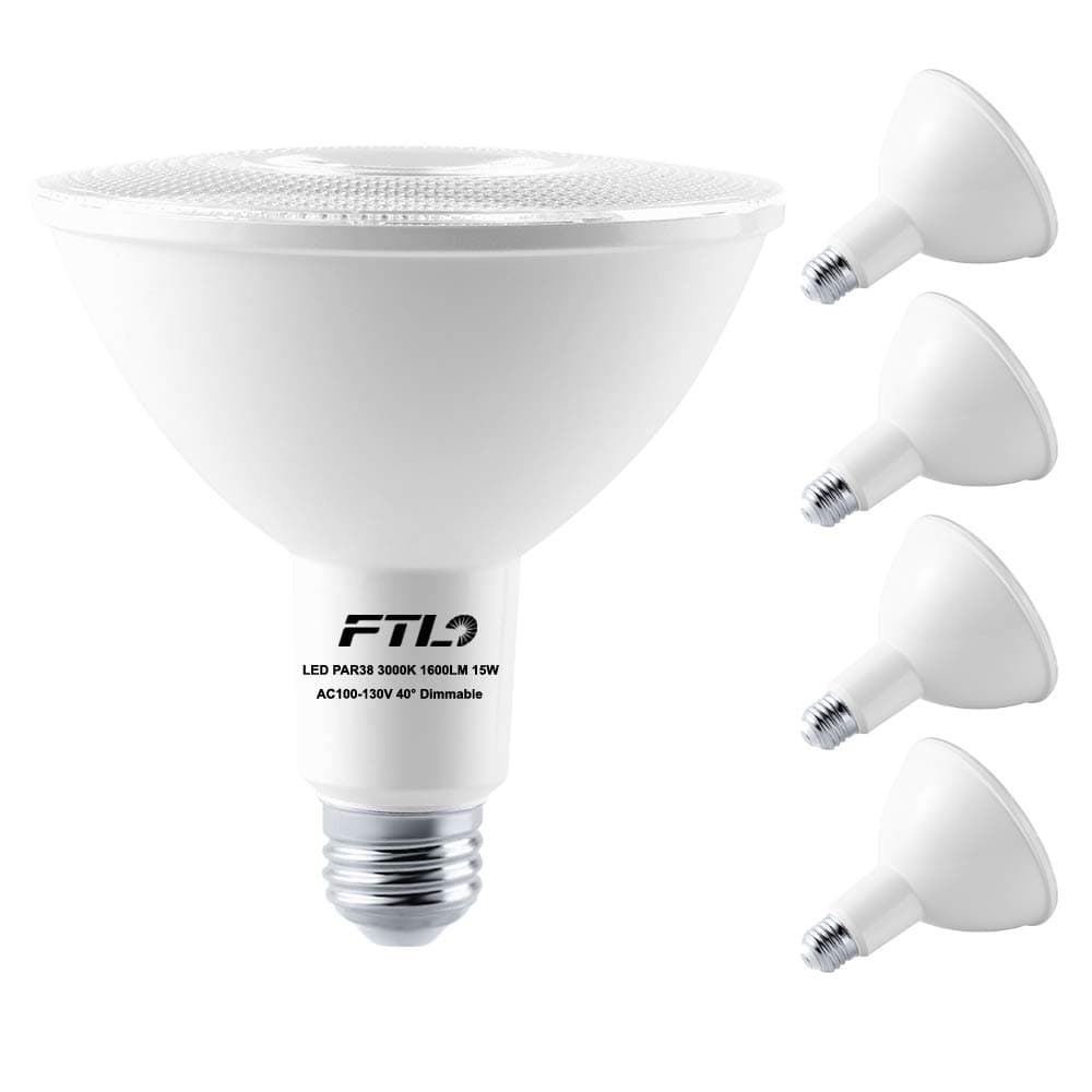 PAR38 LED Flood Light 3000K Warm White Dimmable 100W Halogen Bulb Replacement 15W 1600LM E26 Spot Lights for Outdoor Indoor Ceiling Recessed Lighting 4-Pack