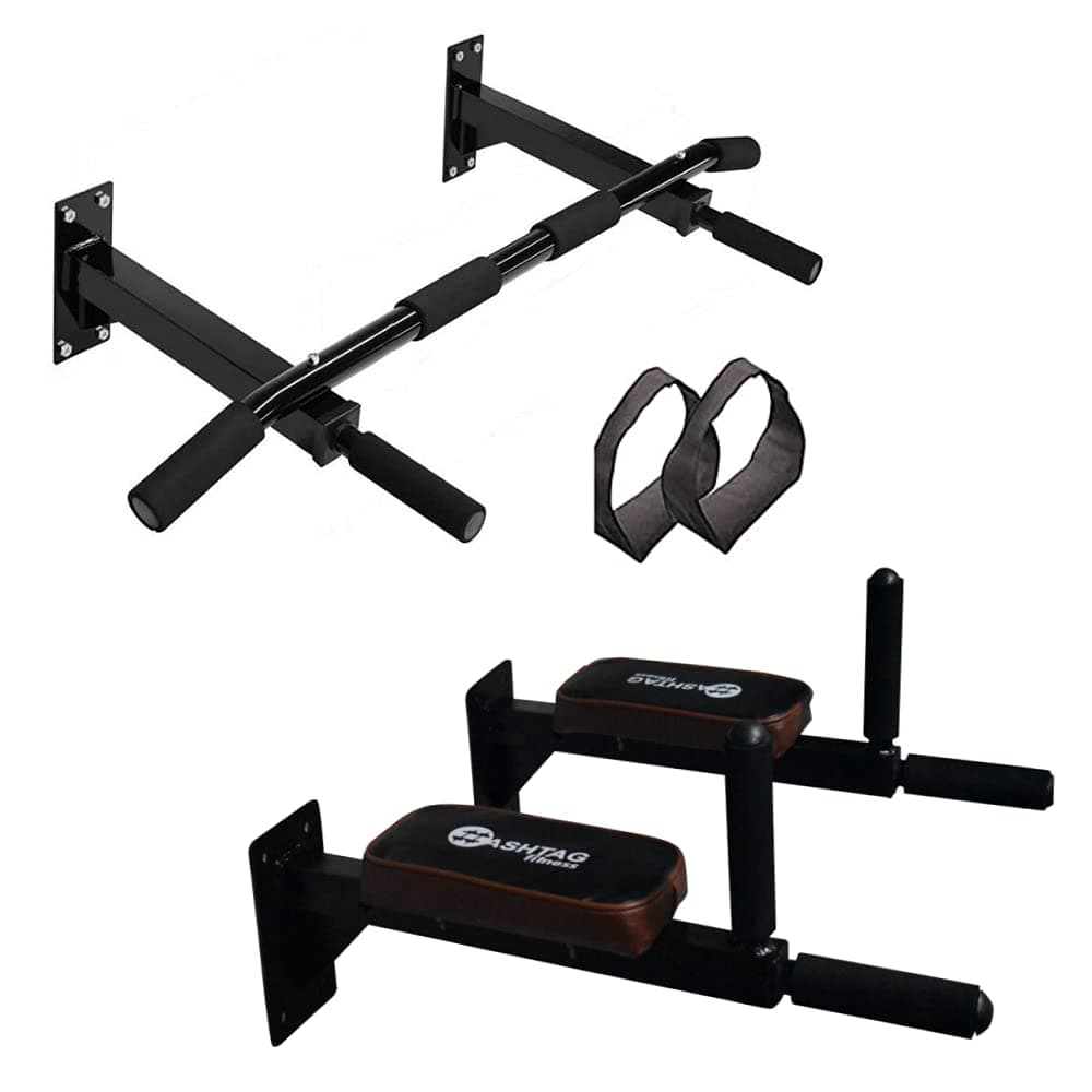 Solid wall mount dips stand with heavy duty chin up bar, home gym strength training equipments, home gym pull up bar, dips bar, wall mount bars, height increasing equipments