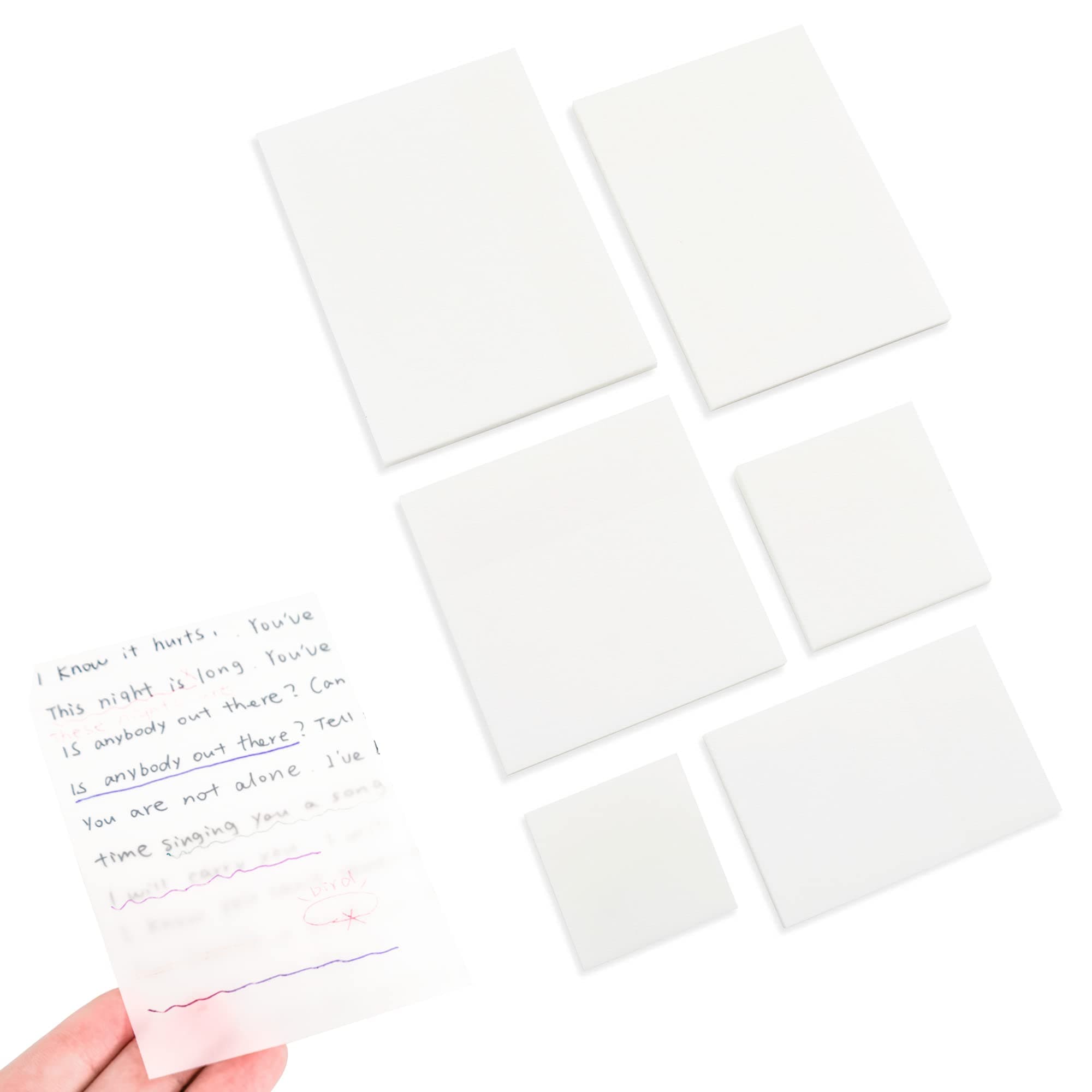 VANRATransparent Sticky Notes Self-Stick Note Pads Waterproof Memo Pad Scratch Pad, 300-Sheets/Pack (Clear, 6 Different Sizes)
