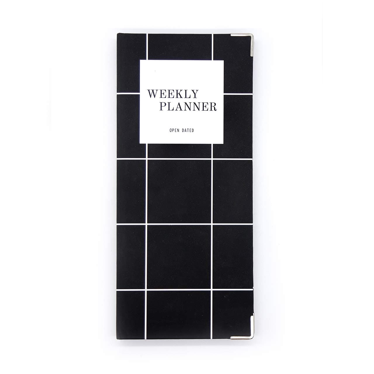 7mm Between the Lines Weekly Planner Squares, 120 leaves, Printed Hardbound Notepad, 9.5 x 20.5 cms, Pocket Size, Black