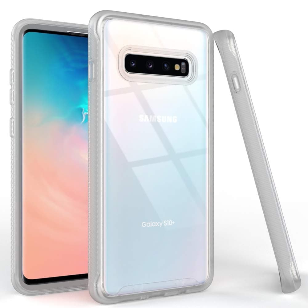 LUCKYCAT Compatible with Galaxy S10 Plus Case,Crystal Matte Clear Case,Shockproof Protection Scratch-Resisitant Enhanced Hand-Grip TPU Cover for Samsung Galaxy S10 Plus (2019)-Grey