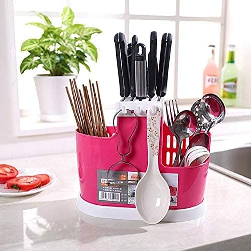 Dhruv Star® Plastic Fastunbox Multi-Functional Basket Chopsticks, Spoons, Knife and All Kitchen Cutlery Storage Holder Stand, Multicolour, Medium