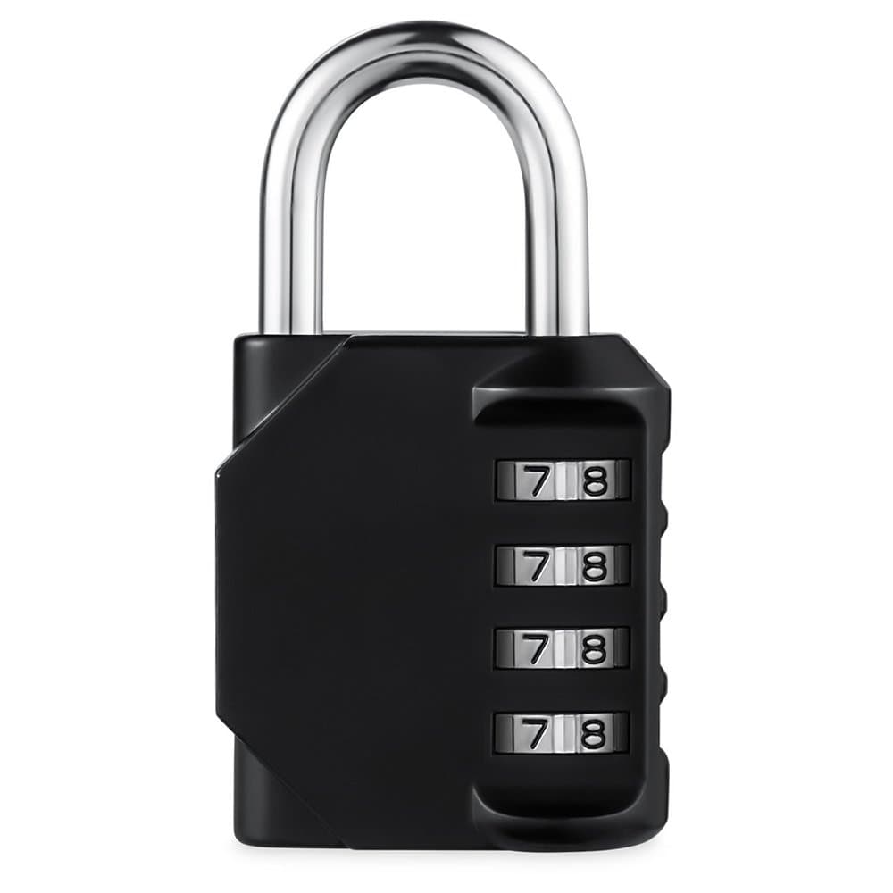 Combination Padlocks 4 Digit Anti Rust Padlock Set, Metal & Plated Steel and Weather Proof Design for School, Employee, Gym & Sports Locker, Case, Toolbox, Fence, Hasp Cabinet & Storage (Black)