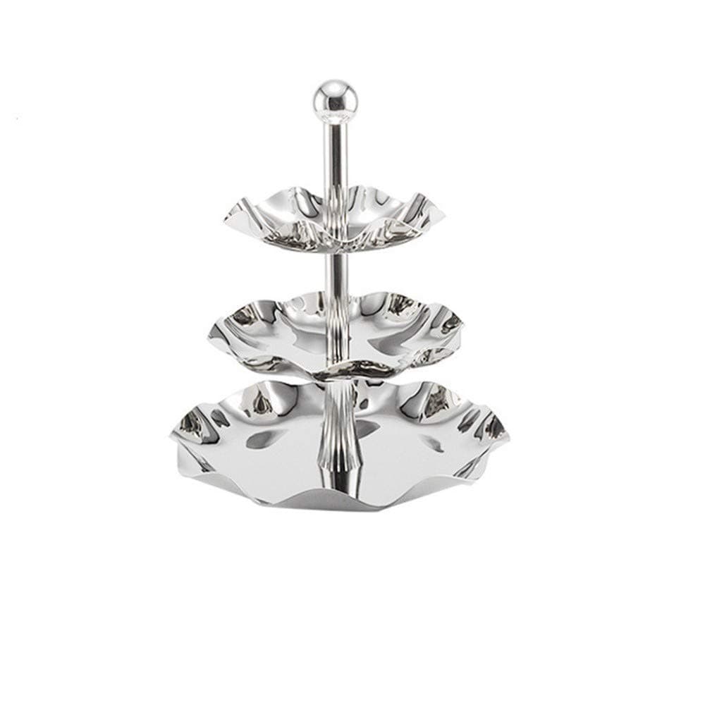 Fruit Basket Stainless Steel Fruit Plate Three-Layer Round Fruit Dessert Frame,Three Layers