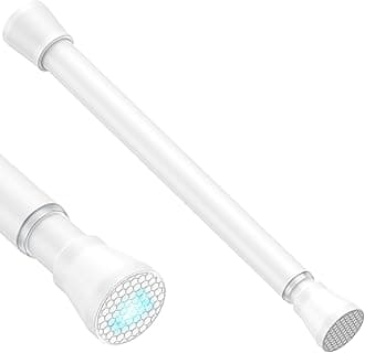 Tension Rod 16 to 26 Inch Adjustable Curtain Rod No Drilling White Tension Curtain Rod Spring Tension Curtain Rod for Bookshelf Diy Projects Kitchen Cupboard Bathroom Wardrobe 1PCS