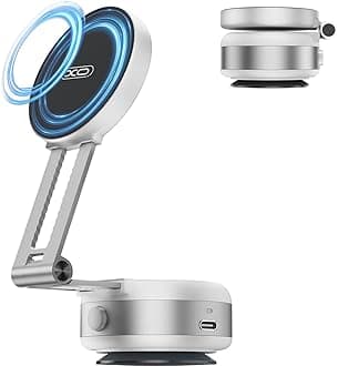 Vacuum Suction Magnetic Car Phone Holder, Electric Car Phone Mount Foldable Adjustable Phone Holder for iPhone12-16,Mirror/Glass/Screen/Smooth Surface (Not Charge Phone)