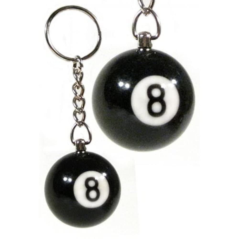 Pack of 2 Billiard Pool Black No.8 Keychain Table Ball Key Ring