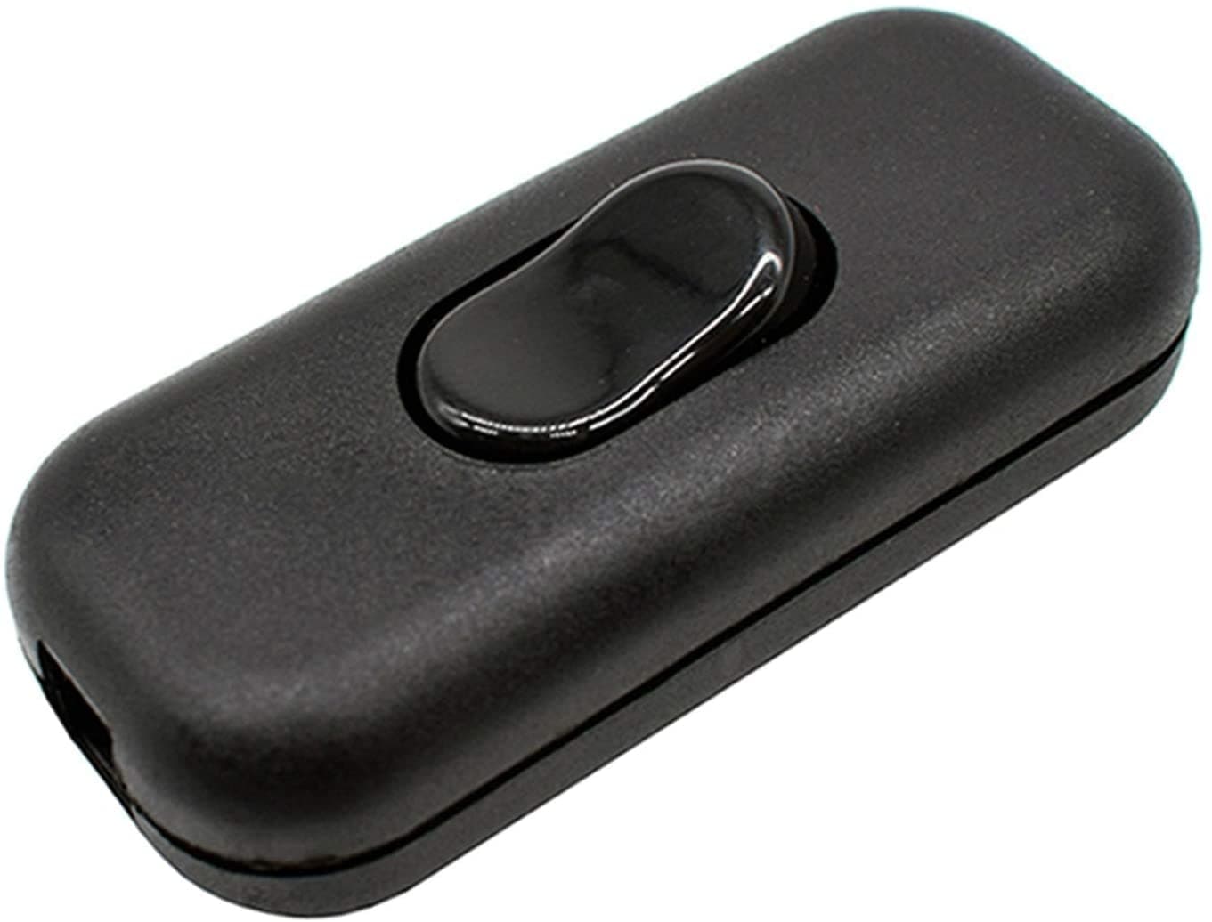 INLINE On/Off ROCKER LIGHT SWITCH, 2A, 250V BLACK CORD SWITCH FOR HOME, OFFICE AND BEDROOM TABLE LAMP AND DESK LIGHT, LAMP SWITCH