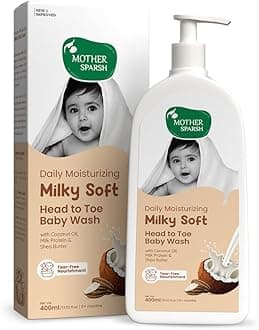 Milky Soft Head to Toe Baby Wash & Baby Shampoo-400ml with Milk Protein & Shea Butter | Ph balanced & Paraben free 2 in 1 Moisturizing Natural Baby Body Wash & Shampoo