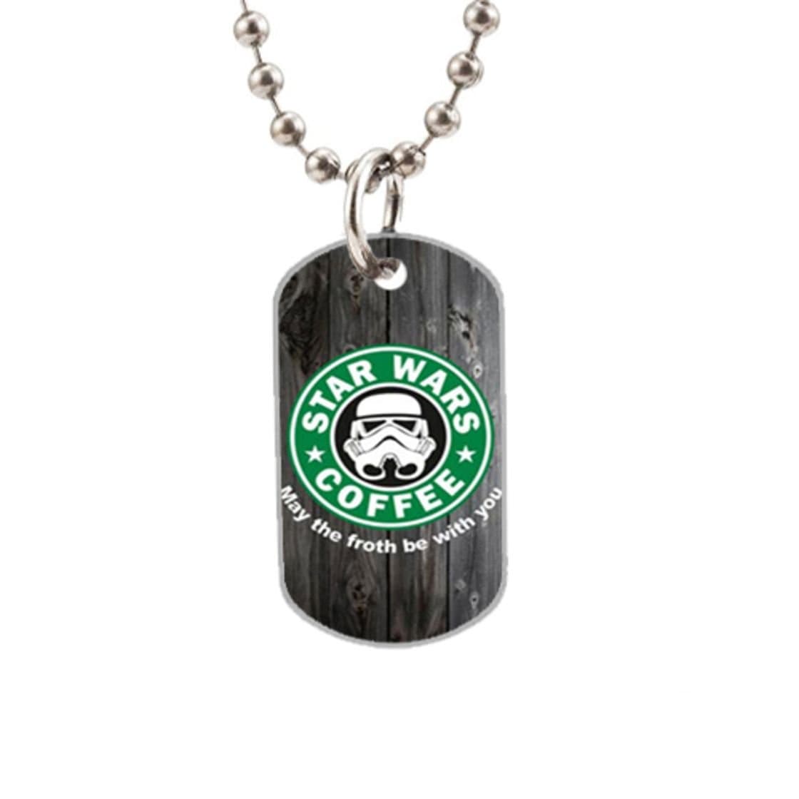 Star Wars Coffee Stromtrooper Custom Oval Dog Tag Pet Tag (Size:1.2X2X0.1 inches), Aluminum Dog Tag Pendant Necklace beads chain Charm Unique Gift