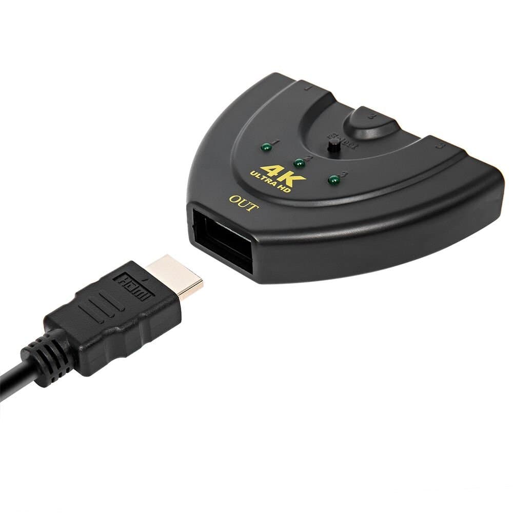 HDMI Switcher Supports HDCP 2.2 & 1.4, Plug and Play, Real 4K (3840X2160-60Hz) HDMI 3 in 1 Out with Pigtail Cables Supports Full HD 4K, Mac, Sony PS4, 3D Player etc.