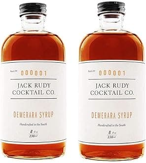 Jack Rudy Cocktail Demerara Syrup (8 ounce) | 2-Pack | Amber Demerara Sugar | Syrup for Cocktail Mixers, Coffee, and Desserts |