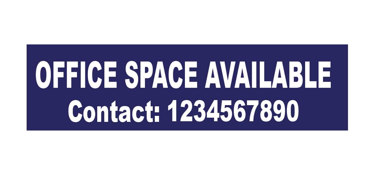 Office Space Available 3mm Sign Board with Custom Contact Number Home Land Office Building Plot Signage Business (15w X 4h inch)
