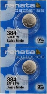 Renata 384 SR41SW Batteries - 1.55V Silver Oxide 384 Watch Battery (2 Count)