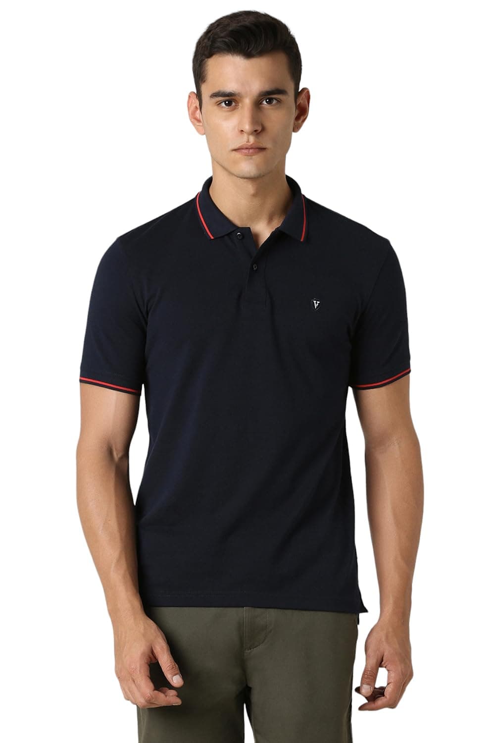 Men's Cotton Solid Regular Fit Collar Polo T-Shirt