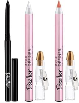 Dazller Kajal Essentials B: Kreamy Kajal, 0.35g (Black) + Kohl Definer, 1.5g (Silver & Bronze) - Smudge-proof, Easy Blending, Long Stay, Earthen Pigments, Castor oil & Natural Waxes