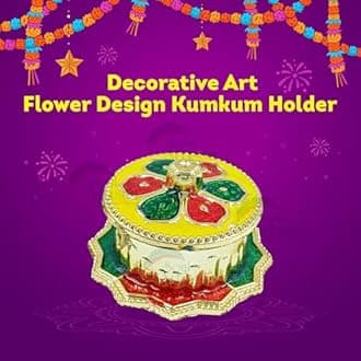 Soul Artisan Round Flower Design Single Kumkuma Holder Chimil Box - Plastic Golden Metallic Color(Pack of 20) - Decorative Design Tilak Daani, Sindoor for Women Return Gift, Diwali, Weddings, Pooja