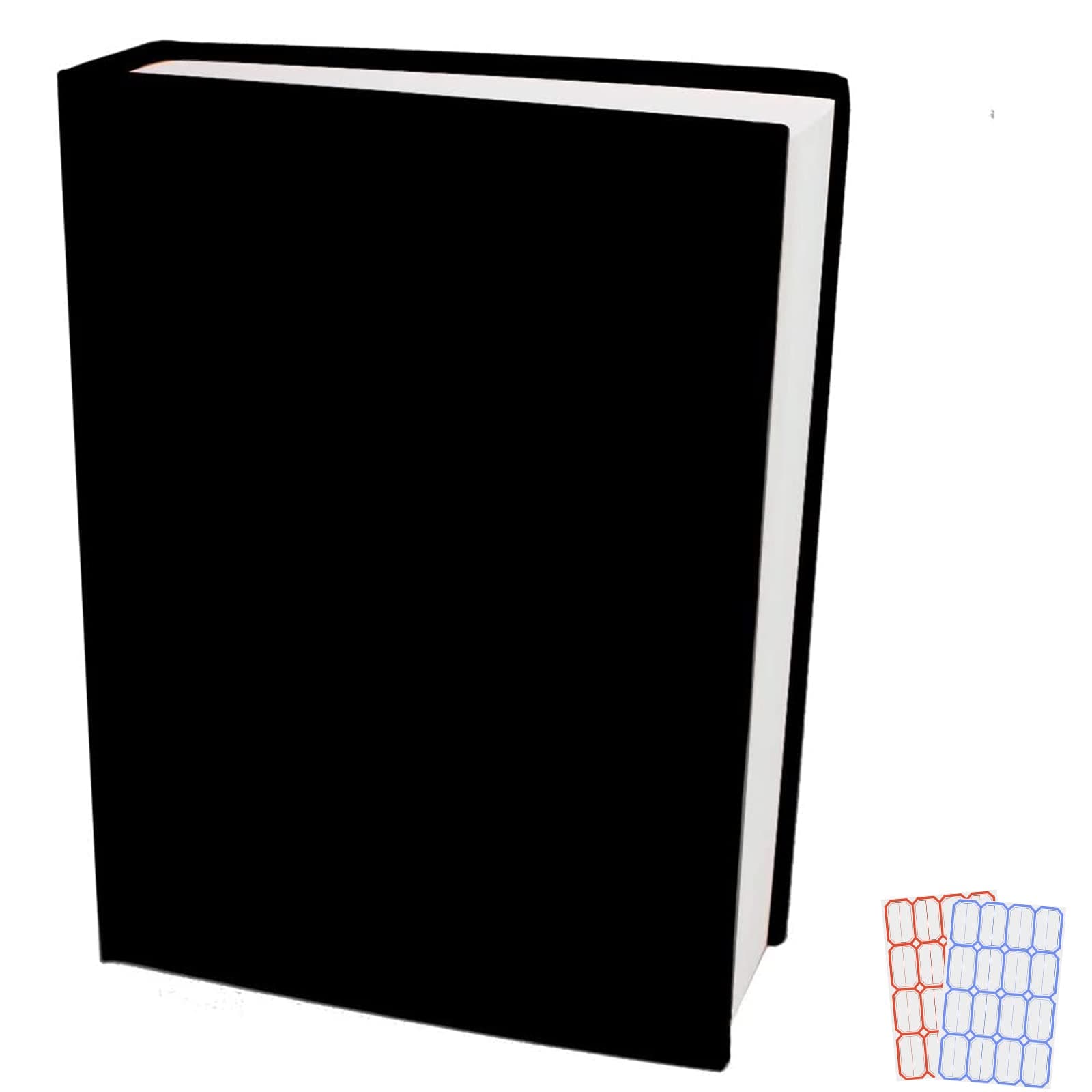 Black Stretchable Jumbo Book Sleeve Covers, Washable Reusable Book Protector fits Hardcover Textbooks up to 9" X 12" Office Supply with Free Sticker Labels (1 Pack, Black)