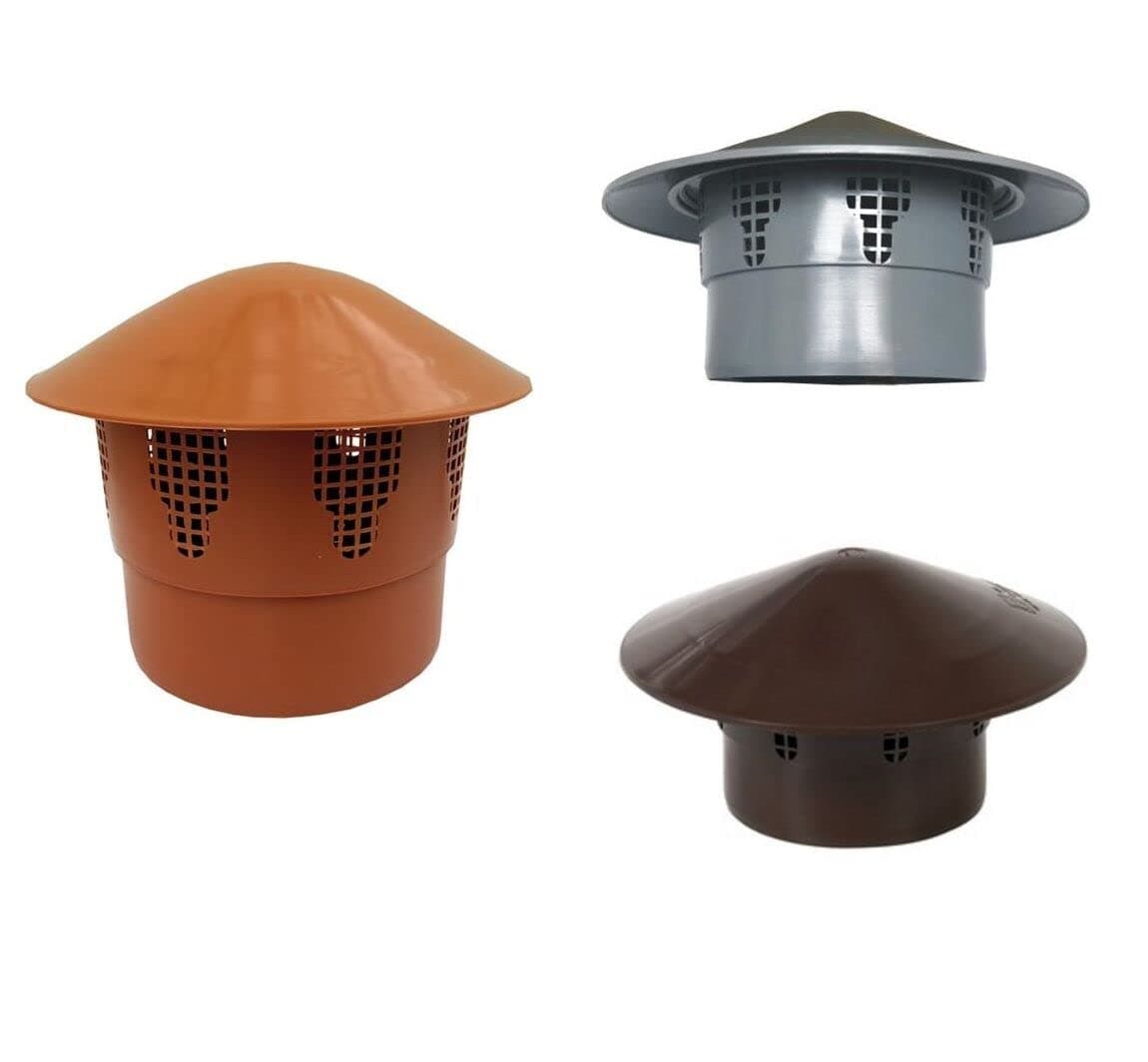 Waste Pipe Terminal Vent Sewage Aerator Soil System Air Vent Grille Tube Cover Cap (110mm, Brown)