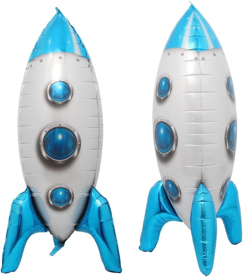 4D Large Rocket Balloon for Space Party Decorations 33in Large Spaceship Balloon for rocket decor Space Balloons for Galaxy Party Decorations Rocket Mylar Balloon for Rocket Birthday Decorations blue