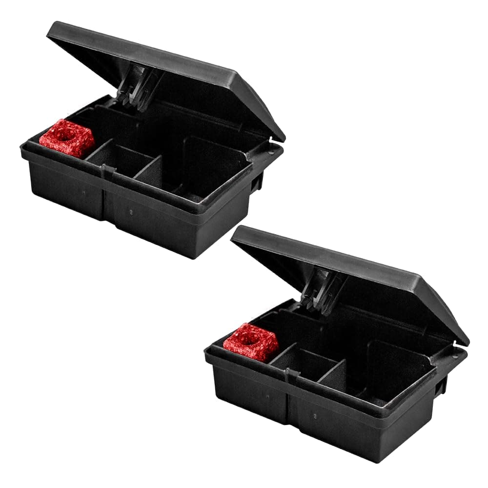 Mouse Killer - Fast Acting, Single Feed, Ultra Power Poison Bait Plus Strong Lockable Bait Station - Twin Pack Bait Boxes