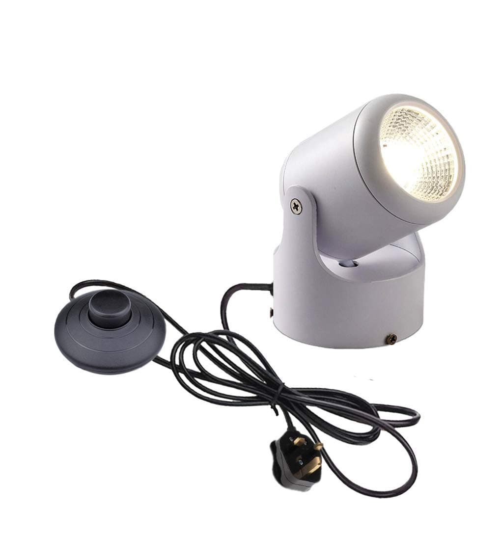 5 Wattage LED Accent Uplight with 5.9ft Plug-in Foot Control On Off Switch，Handheld Sized Portable Spot Light,White