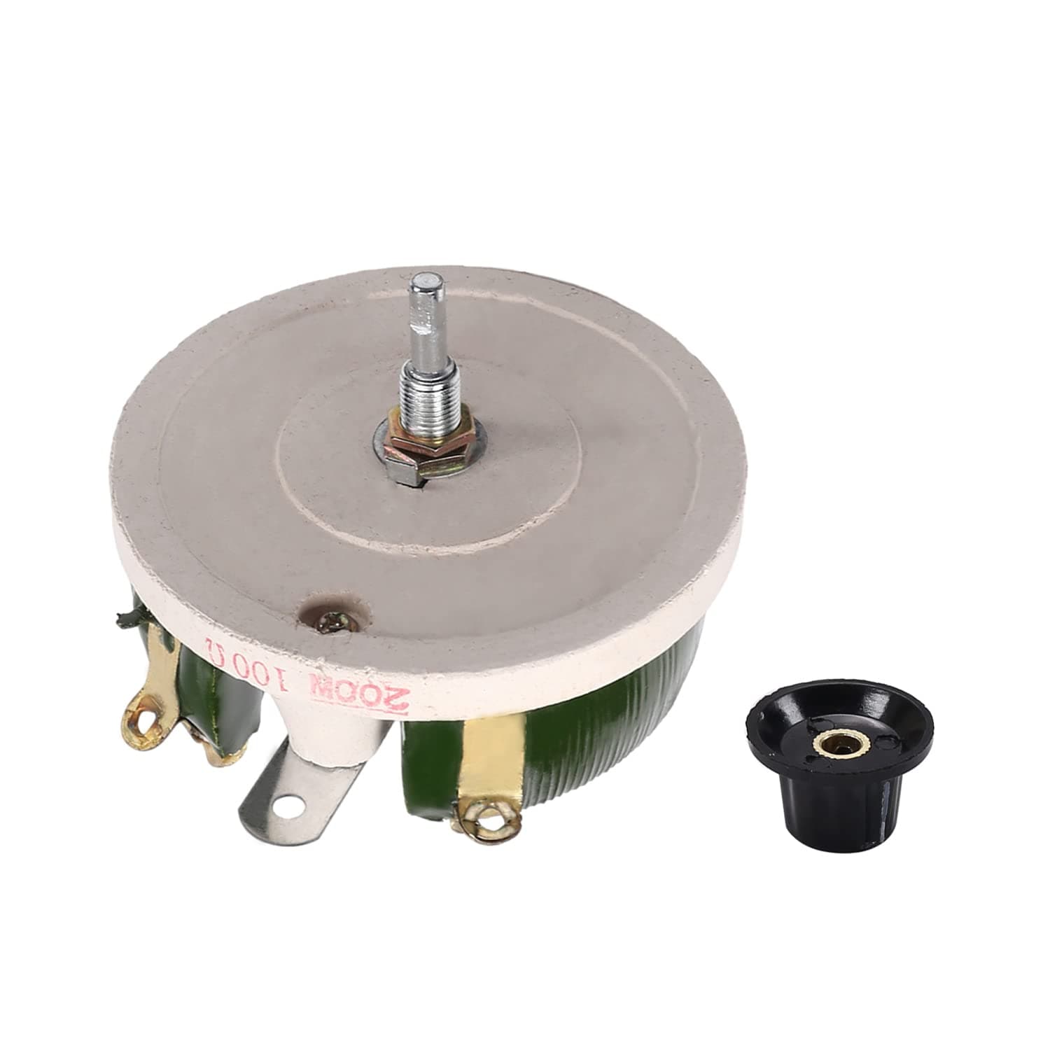 Fielect 200W 100R Ohm Ceramic Wire Wound Potentiometer Linear Rotary Resistor Rheostat with Knob for Industiral Machinery RPM Adjustment