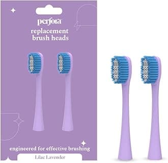 Perfora Replacement Brush Heads For Perfora Electric Toothbrush Model - 002 | Effective Brushing & Plaque Removal For Healthier Smile | Lightweight With Soft Bristles | Lilac Lavender | Pack of 2