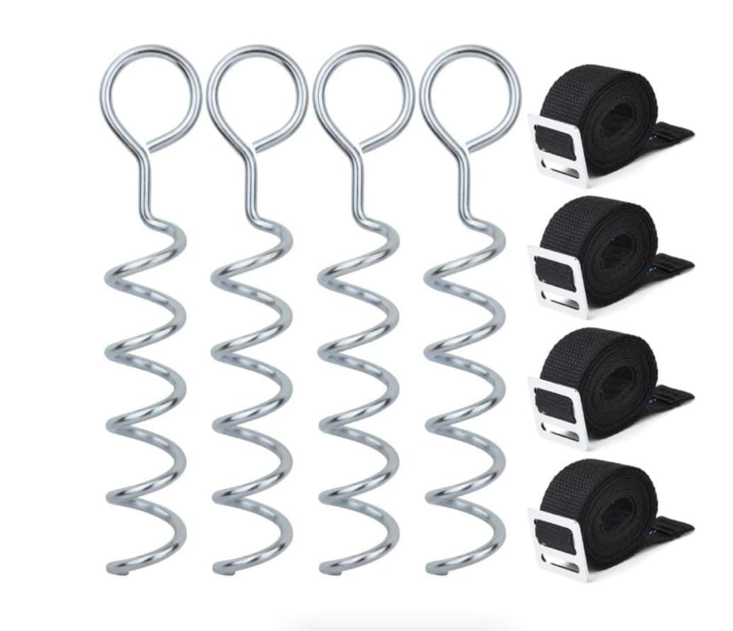 ZERO GRAVITY Sport's Trampoline Tie Down Ground Anchor Fixing Kit Heavy Duty, Strong and Galvanised Corkscrew Style