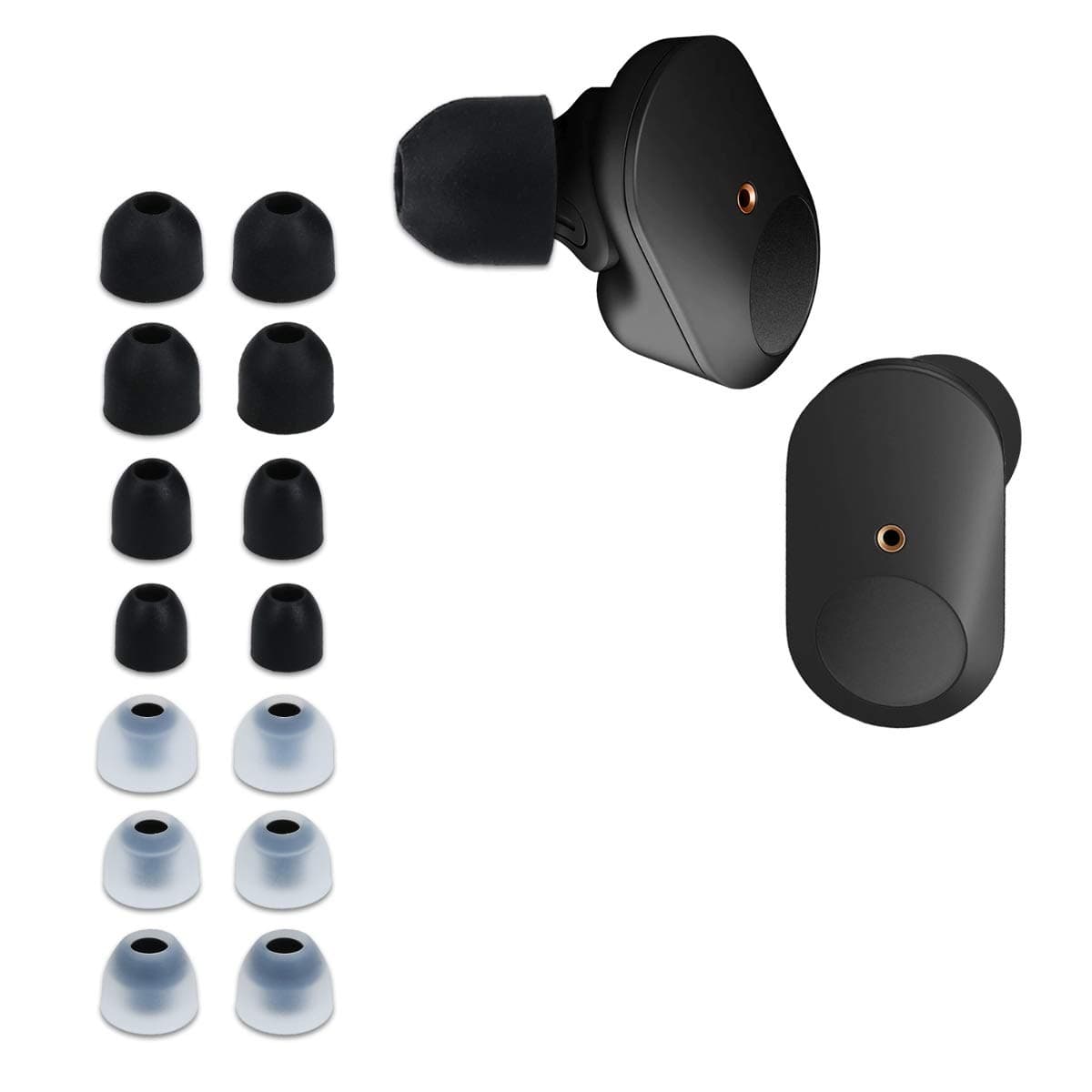 14x Replacement Ear Tips Compatible with Sony WF-1000XM3 / WF-1000XM4 / WF-1000XM5 - Set of Silicone Eartips for Earbuds Headphones