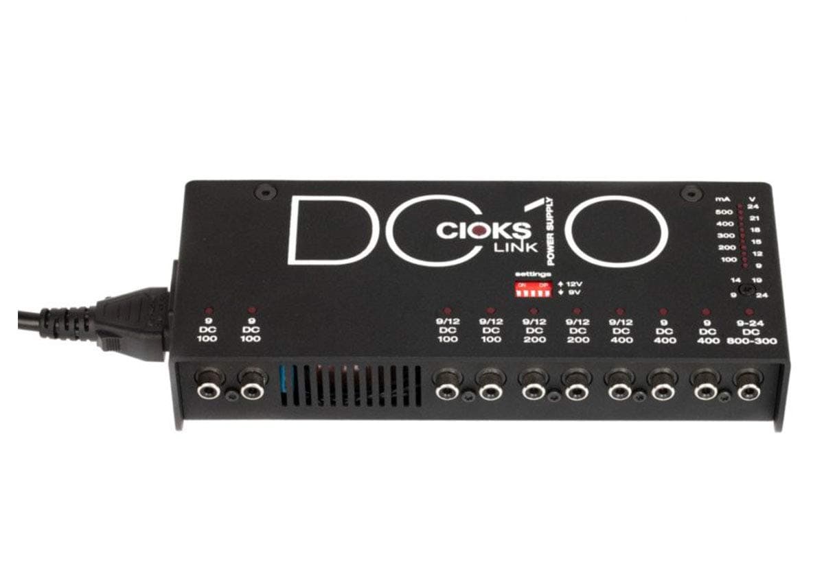 DC10 Link 9V, 12V, 24V DC Universal Power Supply with 10 Isolated Outputs and 17 Flex Cables for Effect Pedals - Compatible with Radial Tonebones, EHX, Line 6 M9, Blackstar Overdrives, and more