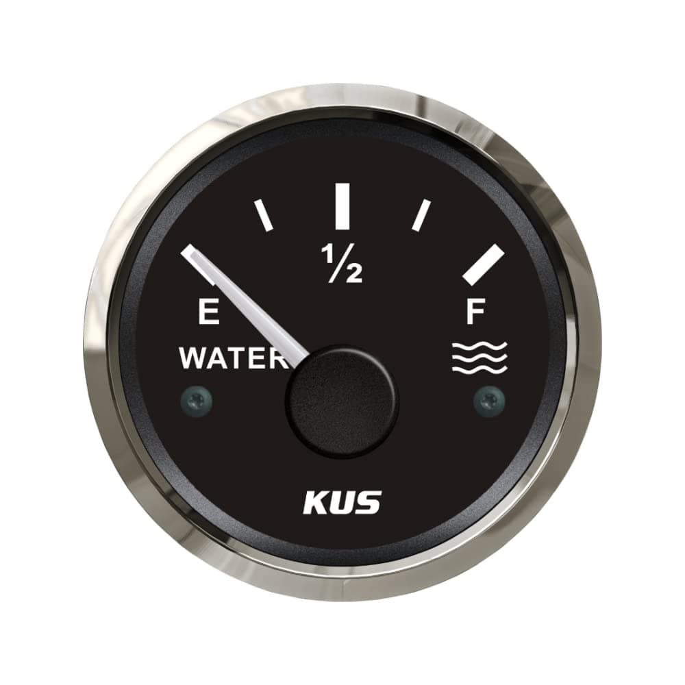 Kus Water Level Gauge Meter Indicator 240-33ohm with Backlight 12V/24V 52mm(2") (Black+Stainless)