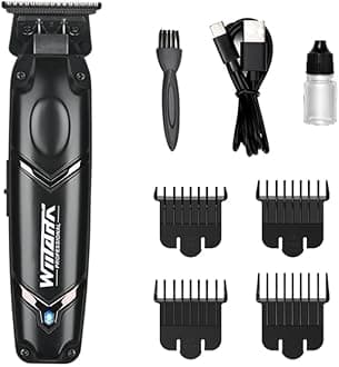 NG-2048 Premium Metal Body Professional Trimmer 10000H+ Brushless Motor(BLDC)DLC Coating Blade Pro Li Outliner Cordless T Blade Hair Clipper 0.1 Gap Outlining ForBarber Runtime 150Min,Men,Black