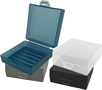 Travel Soap Container Square, Soap Box Holder Portable Storage Rack for Camping Shower Gym Outdoor Hiking Bathroom Square Soap Dish (4, Black/Clear/Blue/Grey)