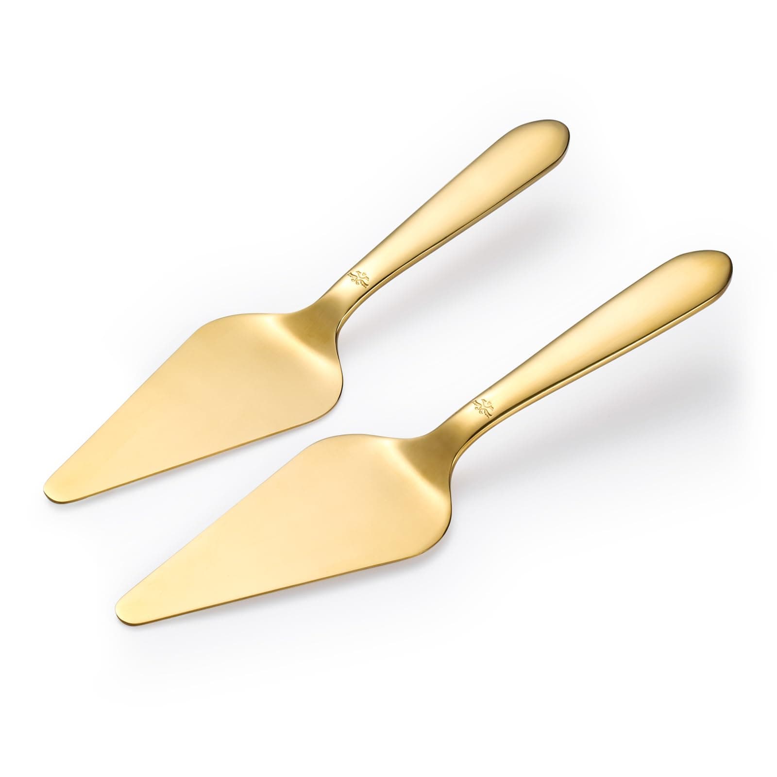 Amrules Cake Server, Wedding Cake Cutting Set 2 Piece Gold Cake Cutter, Stainless Steel Pie Server with Smooth Edge and Exquisite Pattern Design for Pastry Pizza Dessert