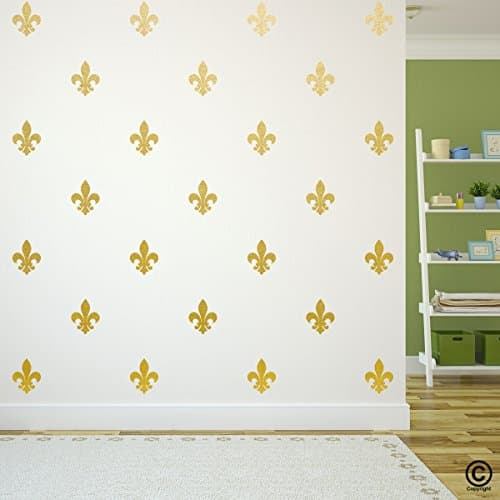 Fleur-de-Lis 3"x2.5" Set of 56 Fleur de Lis Wall Decor - Wall Decal Vinyl Sticker W112 (Message for Color)