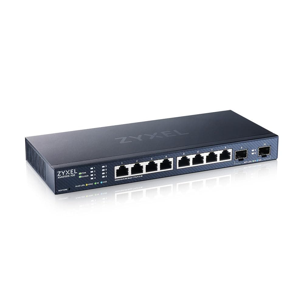 Zyxel 8-Port Multi-Gig 2.5G Switch | Cloud/Smart Managed | 2x 10G SFP+ | Desktop or Wall Mount | Network Ethernet Hub [XMG1915-10E]
