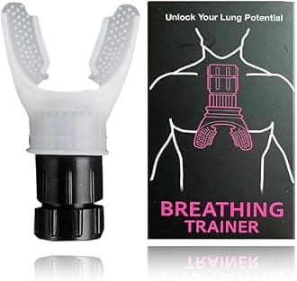 Breathing Trainer, Portable Respiratory Muscle Trainer with Adjustable Resistance, Compact Lung Exercise Device, Detachable for Easy Cleaning - White
