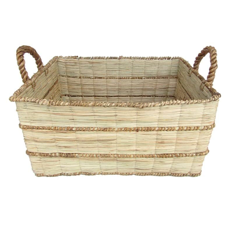 Mendong Hyacinth Rectangle Natural Large Basket