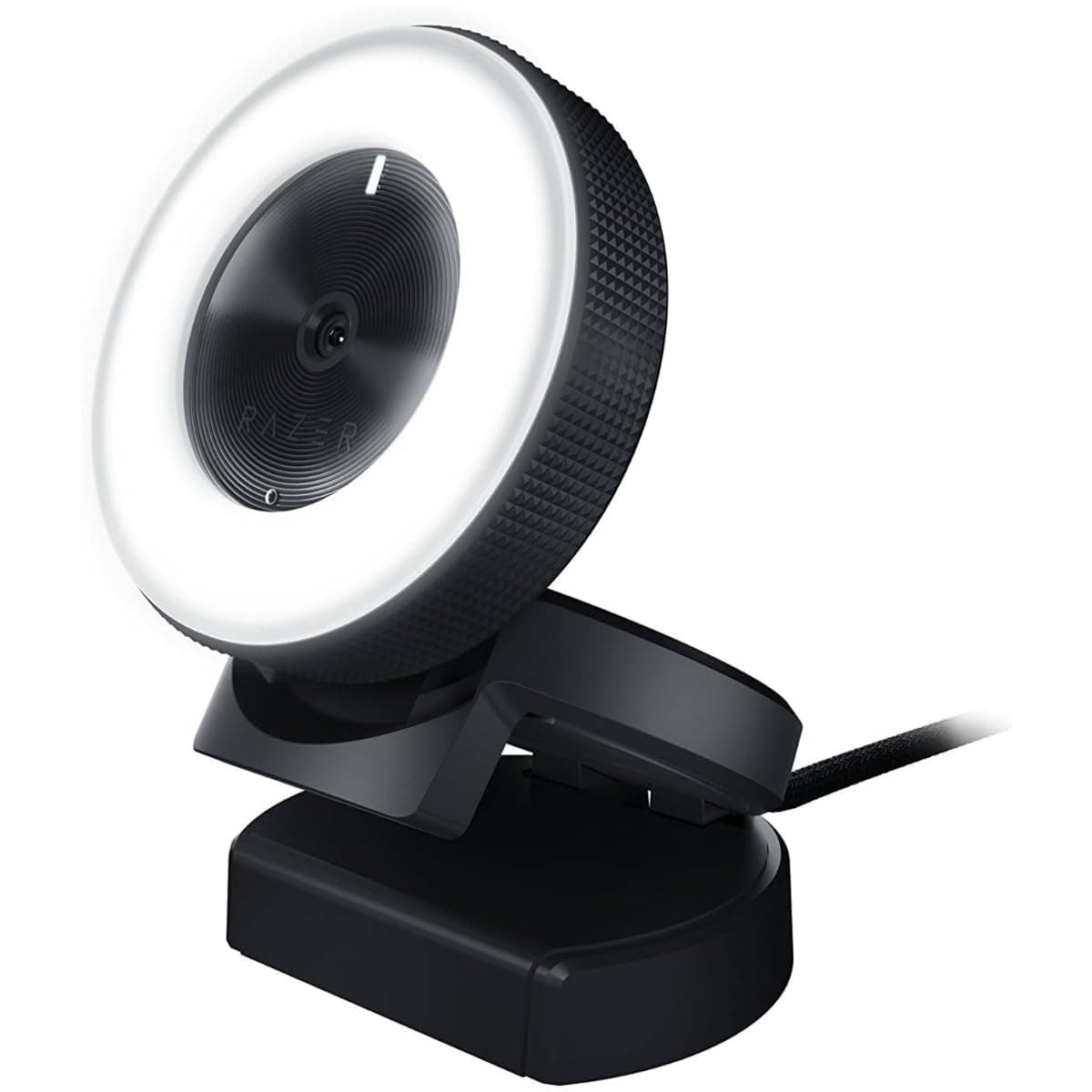 Kiyo Broadcasting Camera: Multi-Step Ring Light, 1080p 30 FPS, 720p 60 FPS, USB Webcam, Portable, Flexible Mounting, Auto Focus, USB 2.0, For Pc - Black