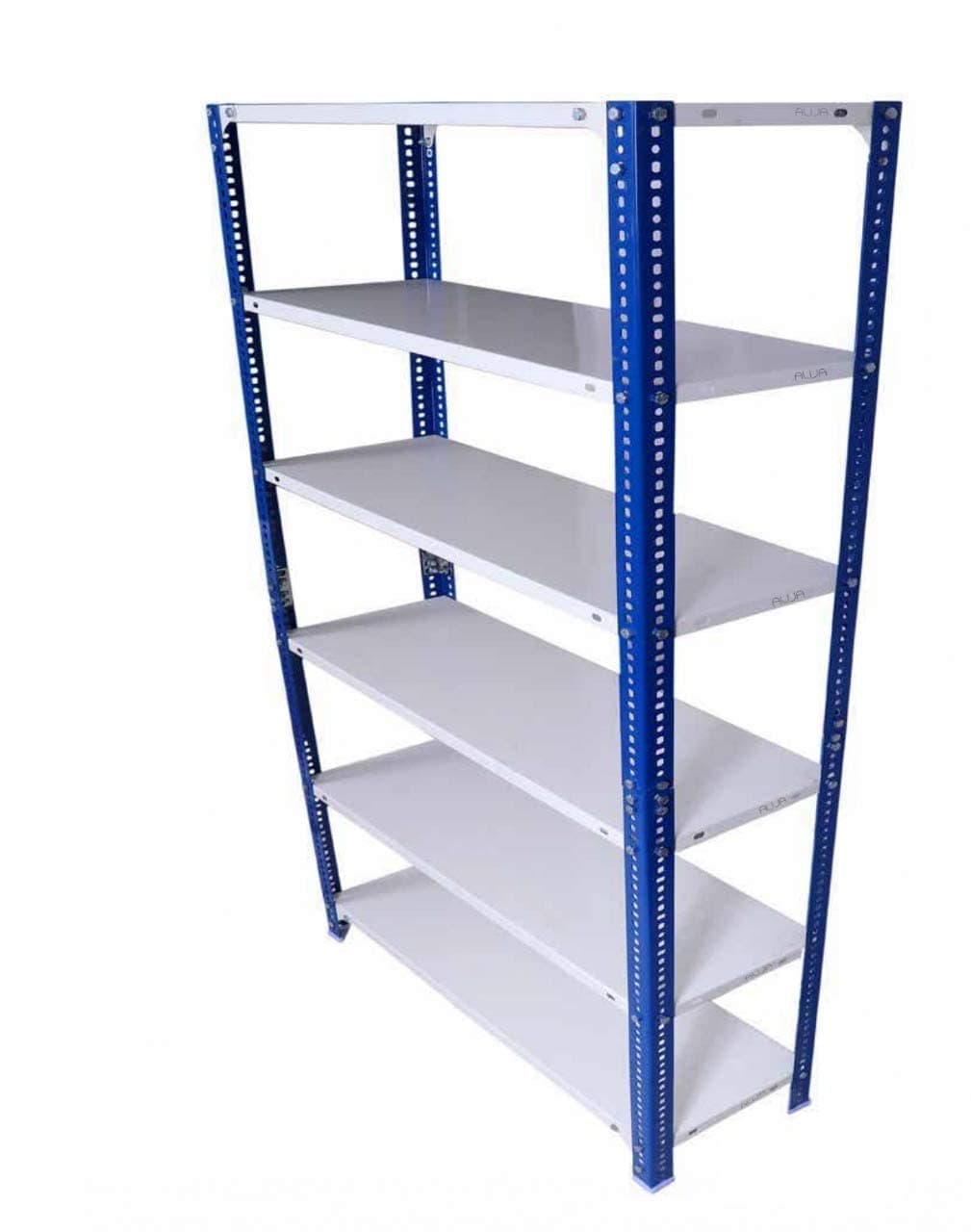 VISHVA Metal Slotted Angle Rack Shelving Unit Multipurpose Storage Rack (Ivory-Blue) (6 Shelf, 78 x 47 x 12 inch)